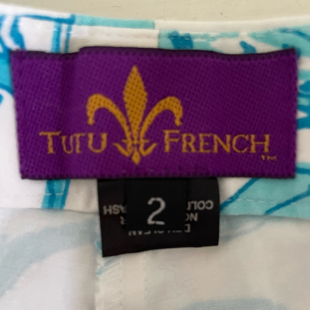 Tutu French White & Blue Floral Print Pants – Size 2 - Picture 4 of 5